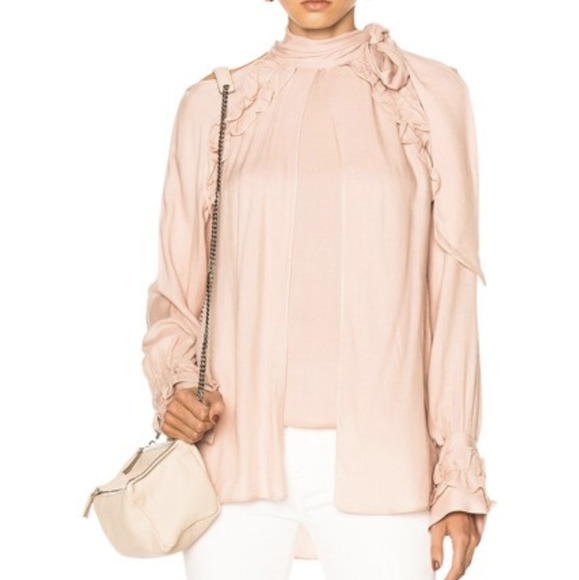 IRO Frejan Voile Ruffle Scarf Tie Neck Long Sleeve Layered Knit Blouse Top - Picture 2 of 16